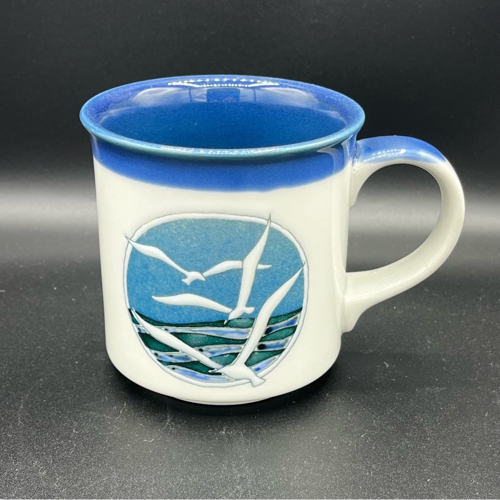 Otagiri Blue and White Ceramic Mug with Seagull Design